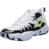 Puma Mens Genetics Basketball Shoe, Puma Mens White-Electric Lime, 7