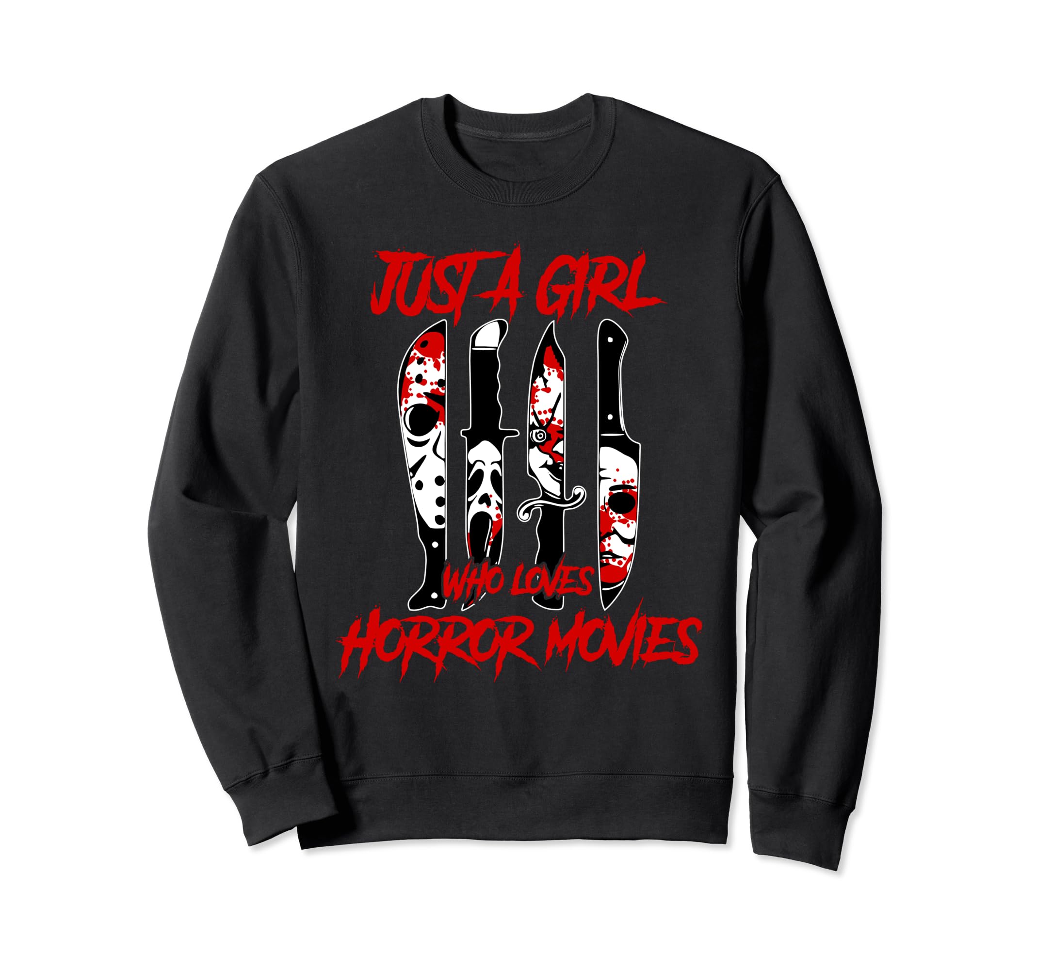 Photo 1 of Just a Girl Who Loves Horror Movies, Funny Halloween Sweatshirt