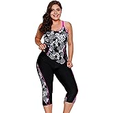 LALAGEN Womens Plus Size Swimsuits 2026 Modest Rash Guard Capris Tankini Bathing Suits Two Piece Bathing Suit Swimwear