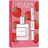 Clean Beauty Perfume Duo, Full & Travel Size, Fresh Laundry Warm Cotton Scent, Strawberry Fields Juicy Berry Notes, Layering, Giftable Fragrance Set