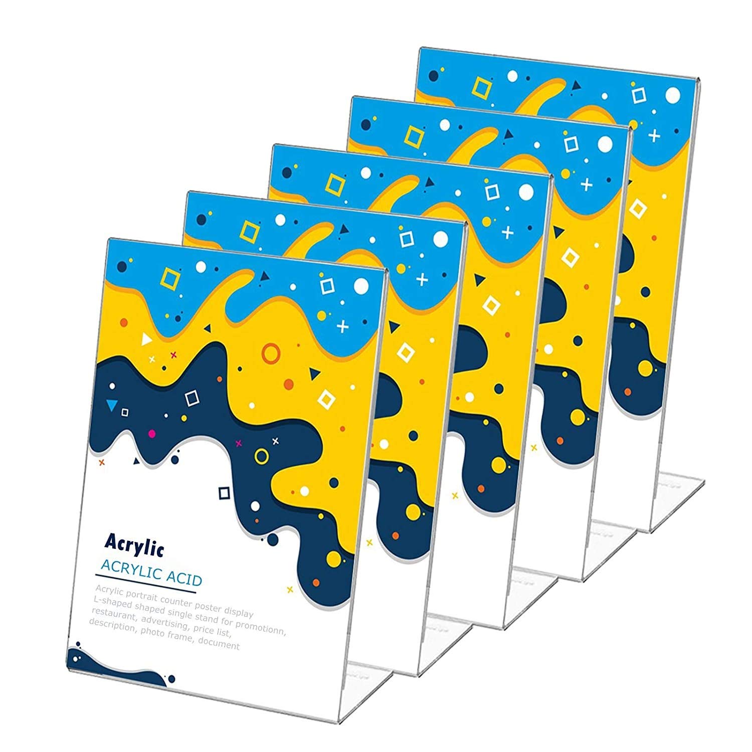 Display4top A4 Acrylic Poster Menu Holder, Leaflet Display Stands,Great for Promotions, Restaurants, Photo Frames, Documents & More(5pcs)