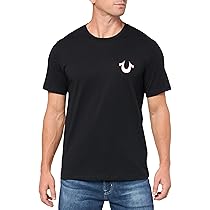 True Religion Men's SS Vintage Flock Tee, Jet Black, M