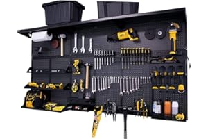 OmniWall Weekend Warrior XL Metal Pegboard Wall Organization System (Black/Black)