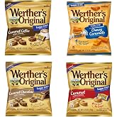 Werther's Original Sugar Free Variety Pack of 4 - One Bag of Each Flavor - Hard Caramels, Caramel Coffee, Caramel Chocolate, and Chewy Caramels