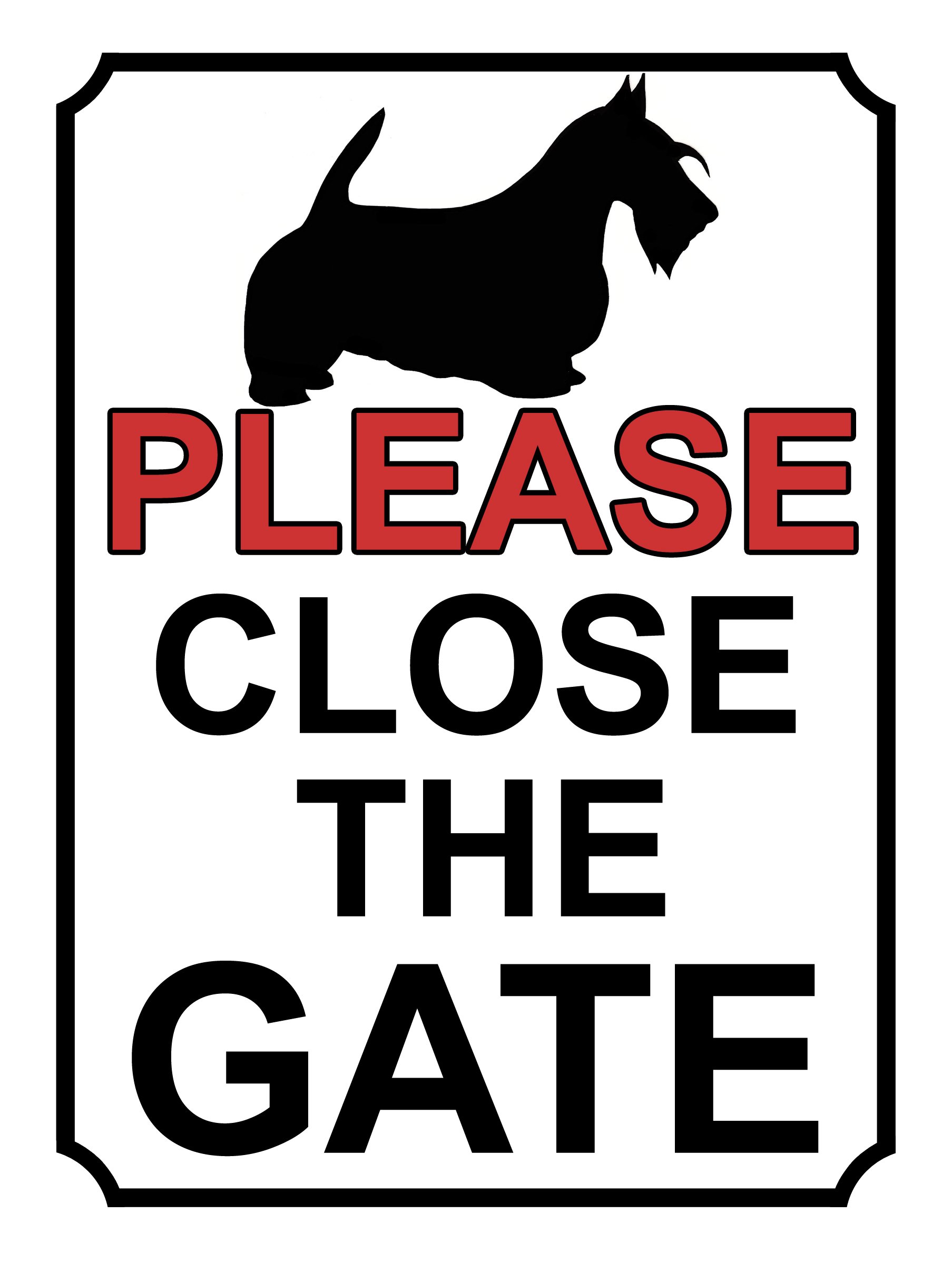 PLEASE CLOSE THE GATE DOG THEME METAL SIGN 267MM X 200MM (44H1L) LARGE 10" X 8"