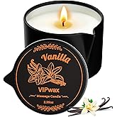 VIPwax Soybean Wax Warming Massage Oil Candle for Stress Relief and Skin Moisturizing, Couples Massage, Romantic Gift SPA for Home Scented Candle Body Oil - Vanilla Scent 2.35 OZ