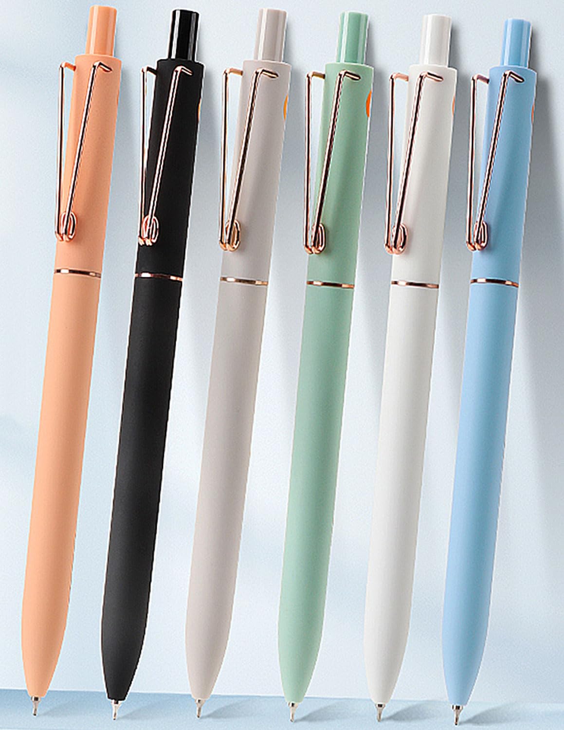 Archic Retractable Black Gel Ink Pens Fine 0.5mm Ballpoint Pen with Pocket Clip (Pack of 6)