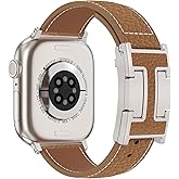 CHANCHY Leather Magnetic Watch Band Compatible with Apple Watch Bands 40mm 38mm 41mm 42mm 44mm 45mm 46mm, Top Grain Leather Dressy Band for Women Men iWatch Ultra SE3 Series 11/10/9/8/7/6/5/4/3/2/1