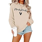 Dressmine Womens Casual Long Sleeve Crewneck Loose Mama Sweatshirt Graphic Shirts Pullover Tops