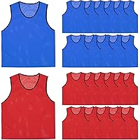 24 Pieces Scrimmage Vests, Nylon Mesh Pinnies Team Practice Jerseys for Child Youth Adult Sports Soccer Football Basketball, 
