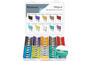 Riseuvo 150 Pcs Standard Automotive Fuse Kit - Car Auto ATO Blade Fuses Assortment Kit for Vehicle, Truck, RV, Boat with Fuse