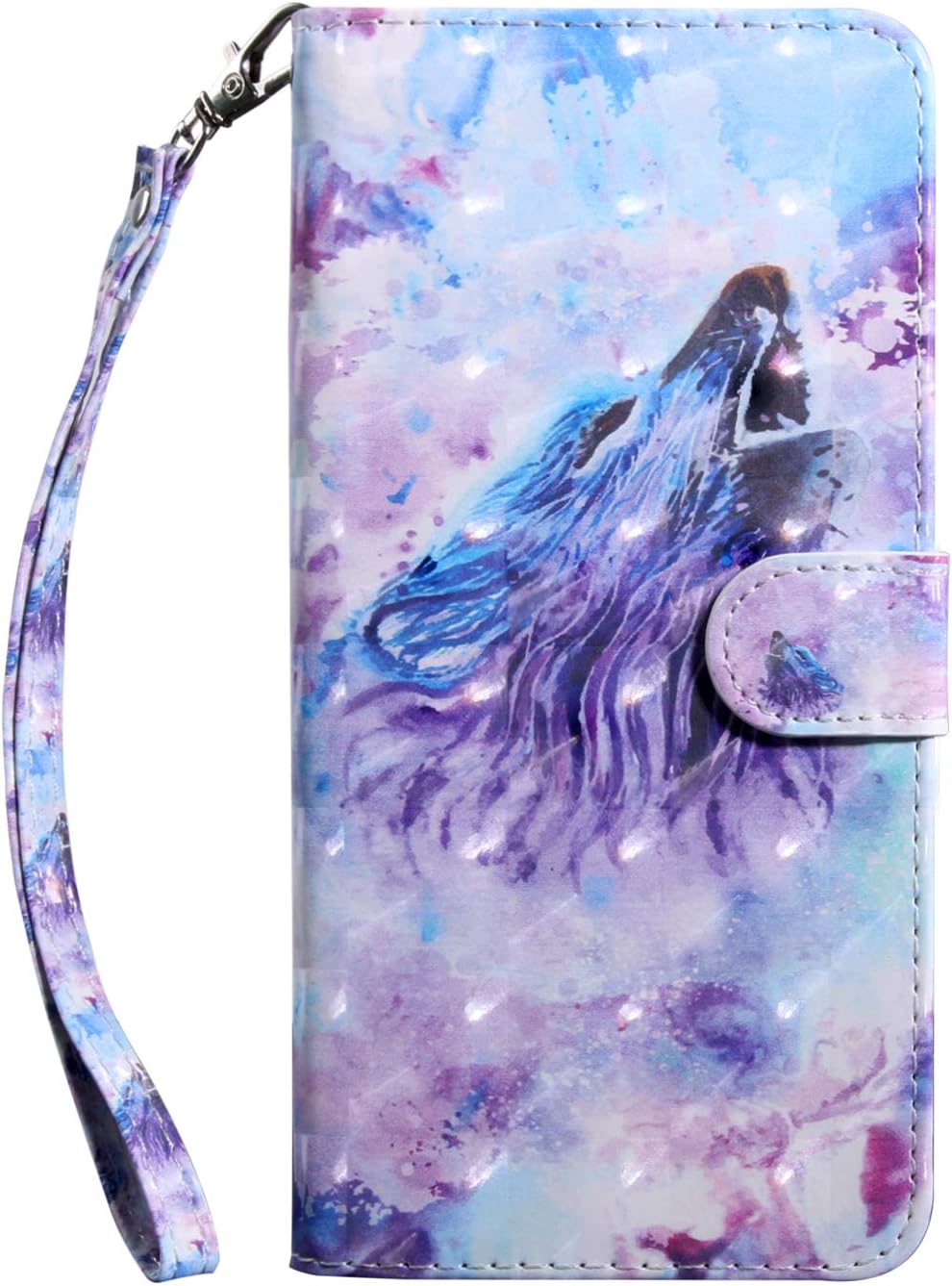 Huawei P Smart 2019 Case, Honor 10 Lite Flip Case, 3D PU Leather Wallet Phone Case TPU Shockproof Shell Slim Fit Protective Cover with Card Holder Magnetic Closure Stand - Roaring Wolf