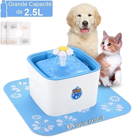Loetad Fontaine à Eau Pour Chat 25l à Fleur Automatique électrique Silencieux Tampon En Silicone 2pcs Filtre à Charbon Actif