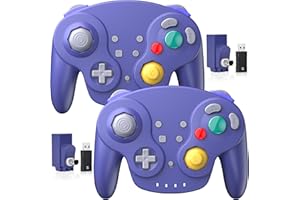 SAFFUN 2 Pack 2.4 GHz Wireless NGC Switch 2 Online Controller, GameCube & USB Receiver, Compatible with GameCube/Switch, Windows PC iOS Mac Raspberry Pi (Rechargeable)(Plug and Play) (Vibration) Indigo