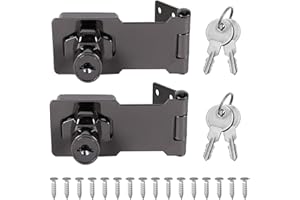 Keyed Hasp Locks, 2 Pcs Knob Locking Hasp, Cabinets Hasp Locks for Mailbox Drawer Closet, 5 Inch (Black)