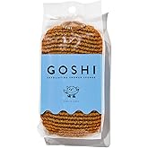 GOSHI Exfoliating Shower Sponge - Rip-Resistant, Rapid-Drying Exfoliating Bath Sponge for All Skin Types - Marigold Yellow - Made in Japan
