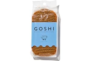 GOSHI Exfoliating Shower Sponge - Rip-Resistant, Rapid-Drying Exfoliating Bath Sponge for All Skin Types - Marigold Yellow - Made in Japan