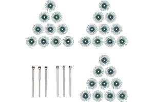 HARFINGTON 30pcs Radial Bristle Disc Set 1" 80 Grit Detail Abrasive Brush Kit Gap Polishing Wheel Assortment with 1/8" 3/32" Shank Mandrels for Jewelry Wood Metal Polishing Cleaning, Green