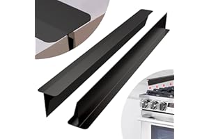 IIIOIIIA Upgrade“T” Kitchen Stove Counter Gap Cover (2 Pack) Stainless Gap Covers Between Stove and Counter with Wide & Long, Protect Stove Gap Filler Sealing Spills in Kitchen (20 Inch, Black)