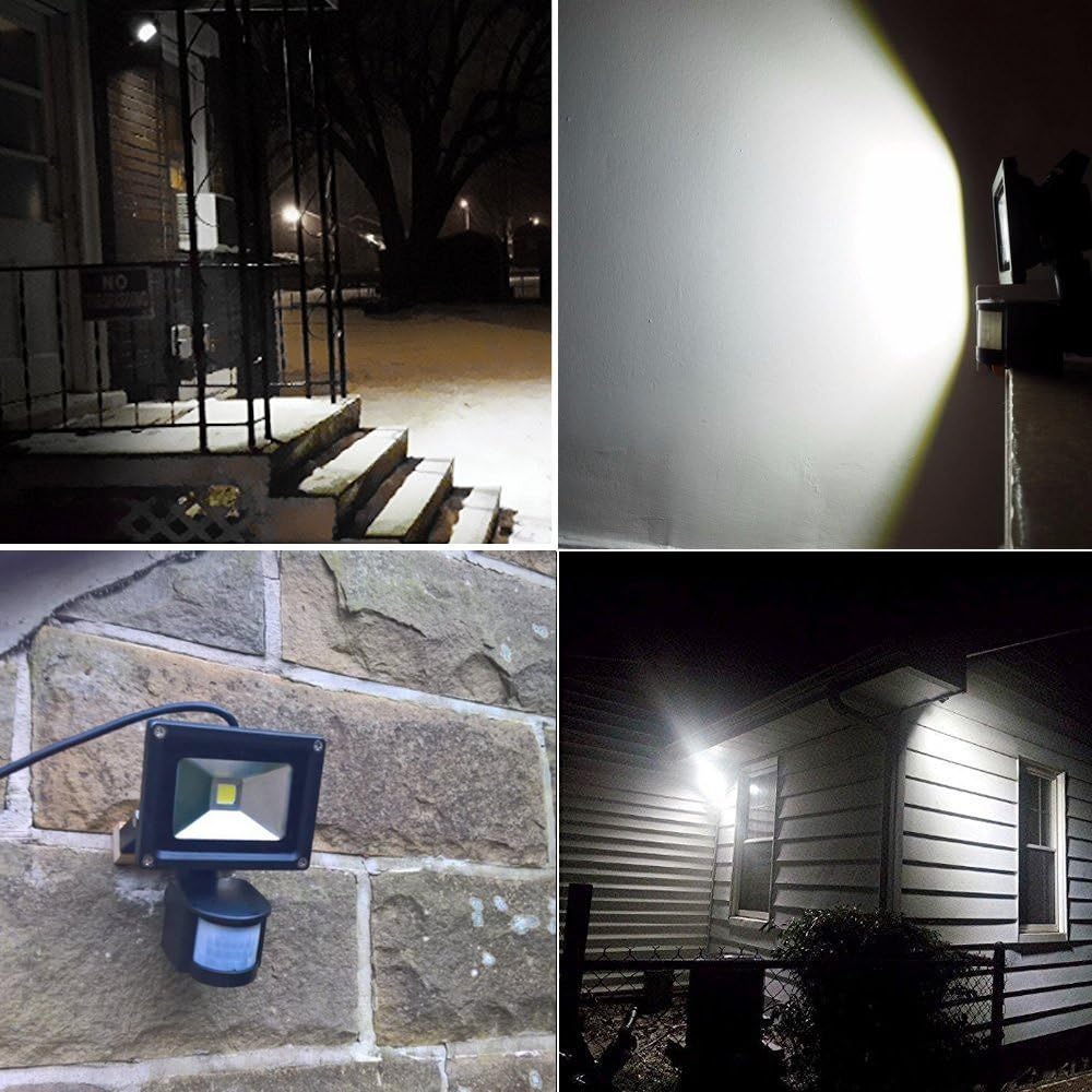 10W Security Lights with Motion Sensor,Outside Waterproof, 800LM Daylight White 6000K for Garden/Parking/Aisle/Basement etc,Pir Floodlight (10)