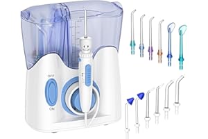 H2ofloss® Dental Water Flosser for Teeth Cleaning with 13 Multifunctional Tips&800ml Capacity, Professional Countertop Oral Irrigator Quiet Design(HF-9)