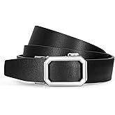 SUOSDEY Women Leather Ratchet Belt for Jeans Pants with Automatic Sliding Buckle, Adjustable Belt for Ladies, Width 1.2"