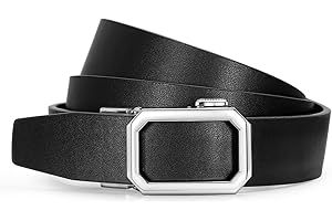 SUOSDEY Women Leather Ratchet Belt for Jeans Pants with Automatic Sliding Buckle, Adjustable Belt for Ladies, Width 1.2"