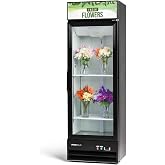 PEAKCOLD Floral Display Cooler, 14 CuFt Flower Refrigerator, 1 Glass Door | Flower cooler with Fresh Flowers illuminated sign, LED lighting, energy efficient, 25.6" wide, for florists, shops &amp; more