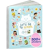 Let’s Go to School 500+ Sticker Book by Cupkin Fun Toddler Travel Activity Coloring and Sticker Book, 12 Coloring Pages 12 Side by Side Scenes for Children of 2–8 Years, Valentines Gifts for Kids
