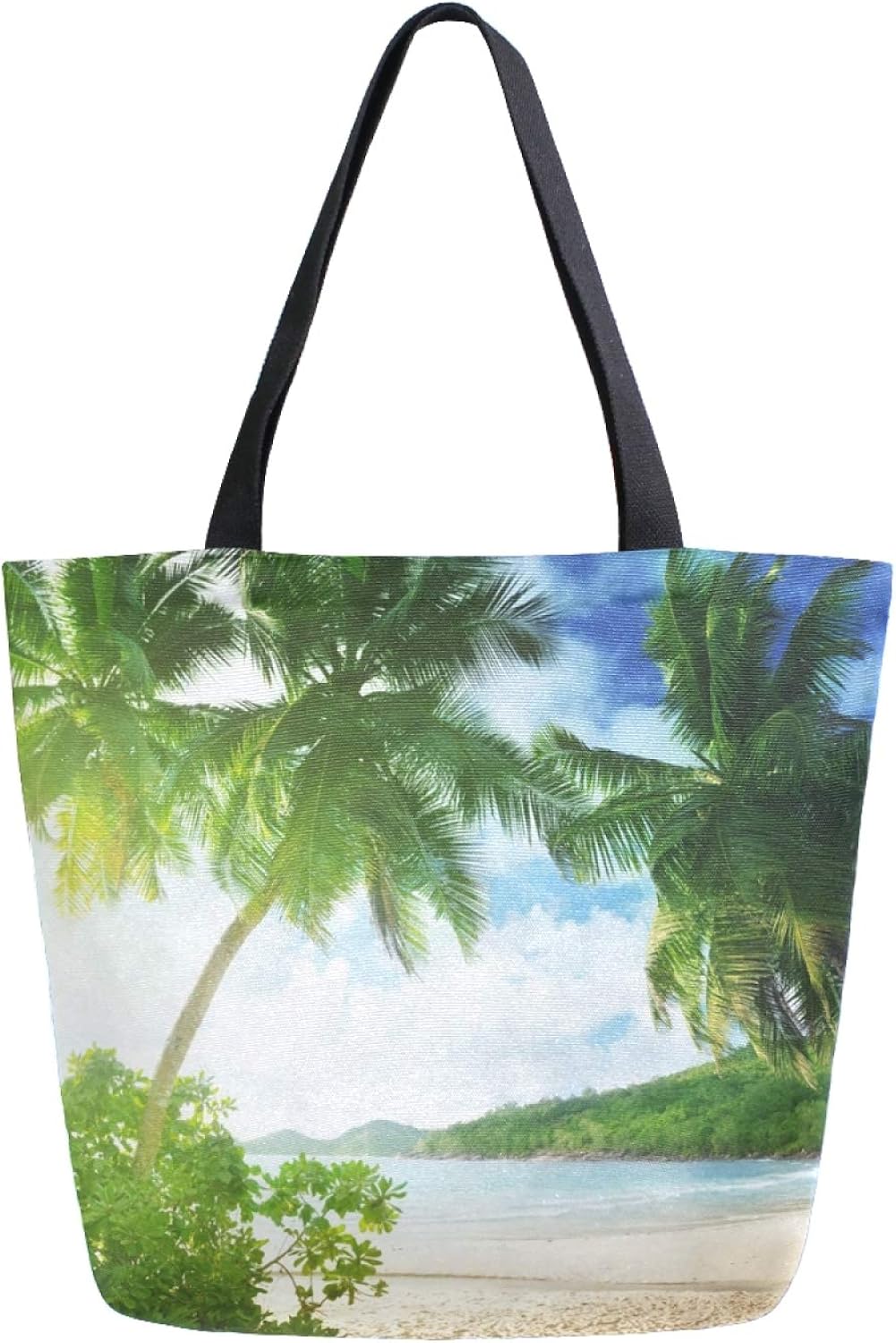 AHOMY Beach Tropical Palm Tree Canvas Tote Bag Top Handle
