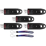 SanDisk 32GB (Five Pack) USB 3.0 Flash Ultra Memory Drive CZ48 - Bundle with (2) Everything But Stromboli Lanyard