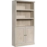 Sauder Miscellaneous Storage Bookcase with Doors, Adjustable Shelves, 5 Shelf Bookcase - Chalked Chestnut Finish