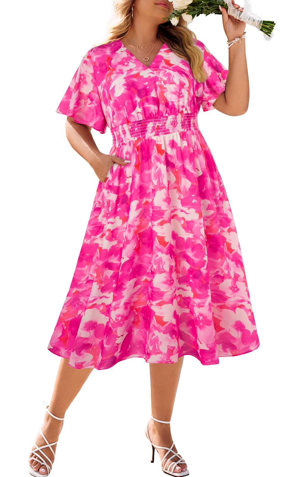 Hanna Nikole Women's Plus Size V Neck Maxi Dress