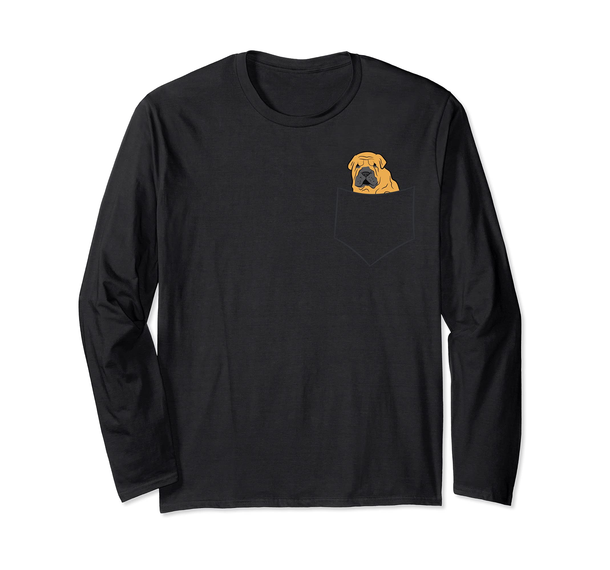 Shar Pei Puppy In A Pocket Cute Pocket Chinese Shar Pei Dog Long Sleeve T-Shirt
