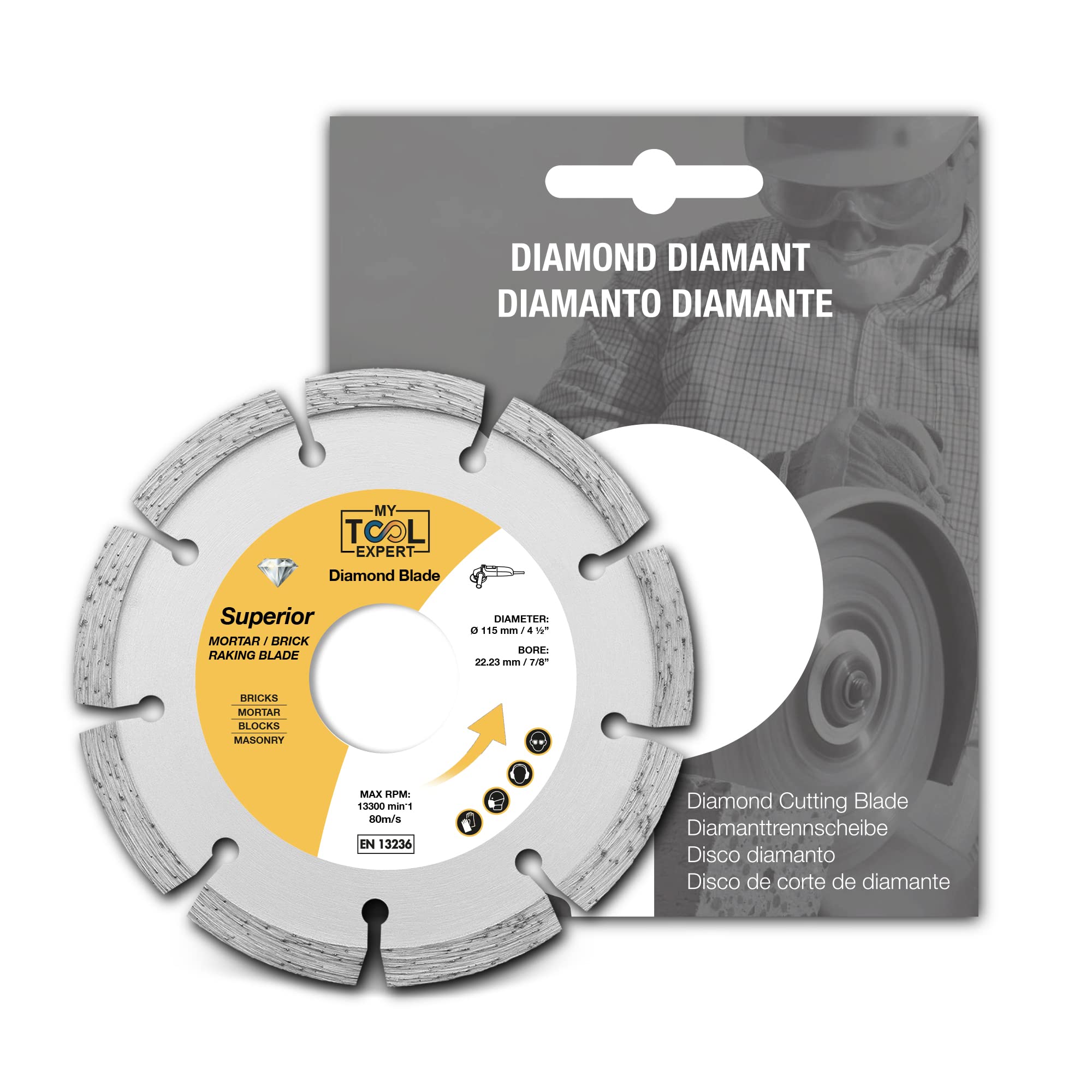 Superior Diamond Mortar Rake Disc 115mm / 4.5", Mortar Masonry Joint Raking Blade for Angle Grinder, Repointing Raker Tool for Fast Removal of Old Mortar, Brickwork pointing