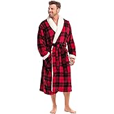 Alexander Del Rossa Men's Plush Sherpa Robe, Warm Bathrobe with Pockets