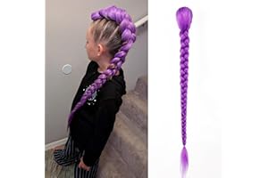 ZAVIDE Long Purple Braid Cosplay Hair Extensions Synthetic Fiber Box Braiding Hair 26 INCH Easy Clip in Ponytail for Cosplay Halloween Costume