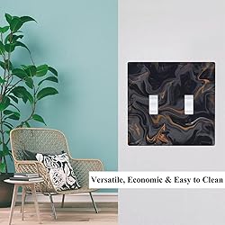 Pznen Black Marble 2-Gang Wall Plate Black Gold