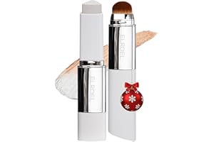 ELROEL Blanc Cover Cream Stick V White - Korean Color-Changing Foundation Stick with Volufiline - Medium to Full Coverage Dewy Finish Base Makeup - Dual-Ended with Detachable Brush (202 Natural)
