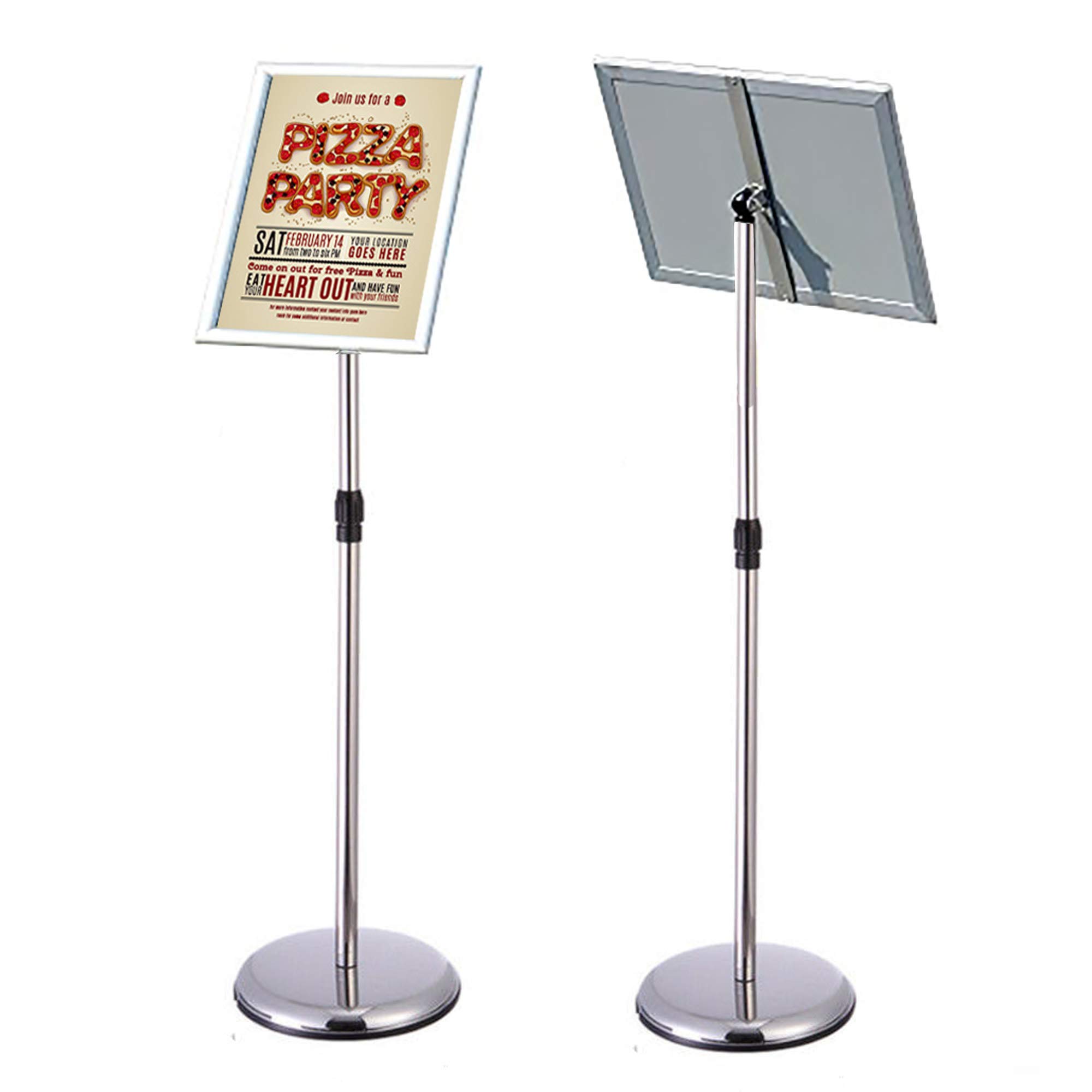 Newzealkids Adjustable Poster Stand Floor Standing Sign Holder Notice Stand Sign Holder for Wedding/ Show/ Display/ Advertisement (Silver, A4)