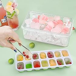 GEWTYOD Ice Cube Tray with Lid and Bin, 4 Pack
