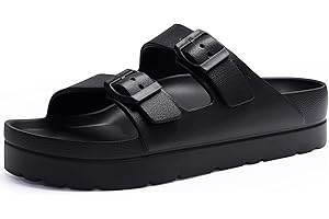 Goosecret Women's Platform Sandals with Arch Support, Chunky Lightweight Foam Slip on Slides, Comfortable Summer Beach Sandals with Adjustable Buckle