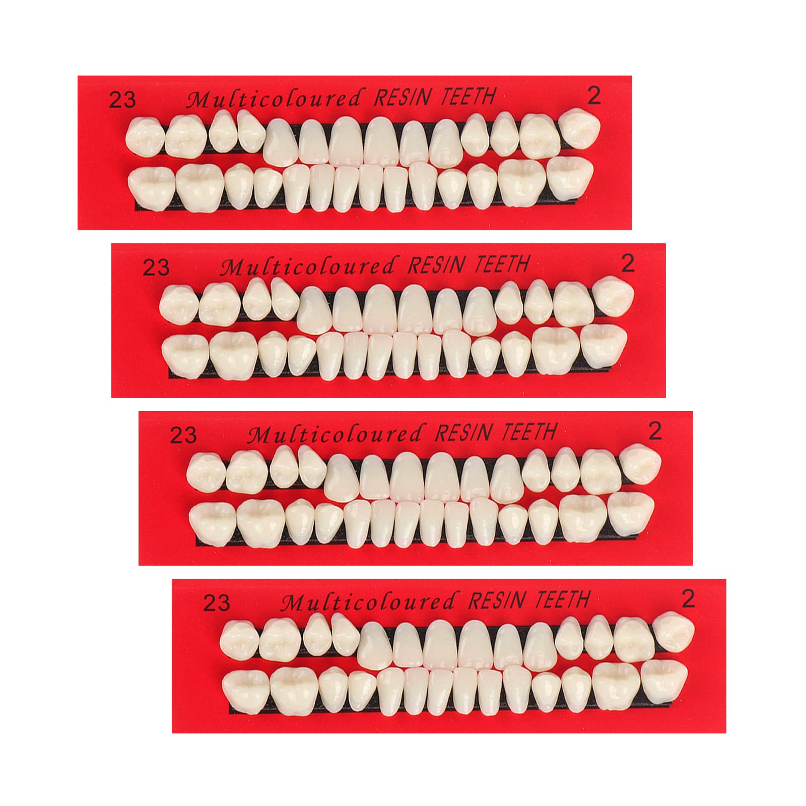 Photo 1 of 4 Sets Acrylic Resin Fake Teeth Complete Acrylic Resin Teeth Denture Dental Teeth Dentures Upper and Lower Synthetic Resin Teeth for Replacement DIY Halloween, 112 PCS, 23 A2