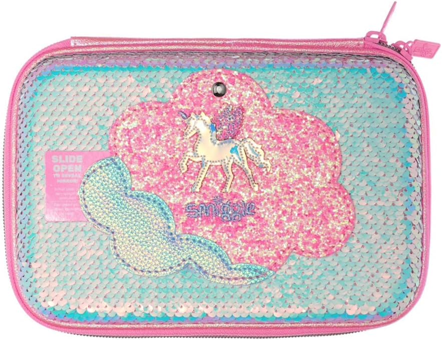 Smiggle Hardtop Pencil Case W/Secret Mirror (Lunar Sparkle Pink Unicorn) - Image 4