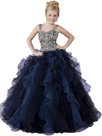 Amazon Com Y C Girls Halter Chest Full Crystal Ball Gown Floor