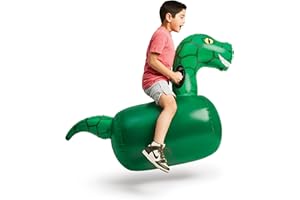Hearthsong Hop N Go Inflatable Dino Riding Bouncy Hopping Toys for Kids Ages 5+ - Ride On Bouncer Animal Hopper Jumping Toys for Outdoor Games