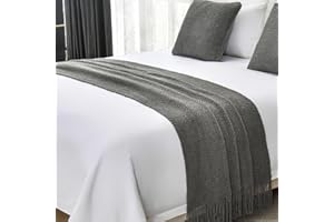 Bed Runner Scarf Bedspreads Bed Runners King Size Knitting Bed Blanket Sofa Blanket with Tassel Solid Color Bedding Scarf Pro