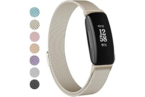 Vanjua for Fitbit Inspire 2 Bands Women Men, Stainless Steel Metal Mesh Loop Adjustable Magnetic Wristband Replacement Strap for Fitbit Inspire 2 Fitness Tracker (Small, Champagne Gold)