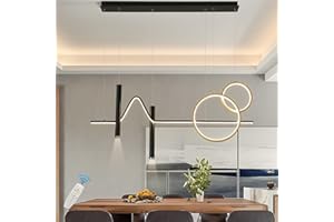 Eiinee Modern Pendant Light, Dimmable Creative LED Chandelier Linear Wave Light Fixture, Kitchen Island Light LED Hanging Lig