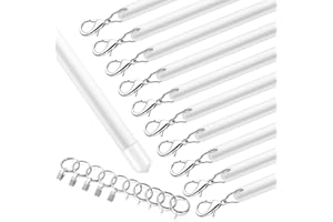 Shimeyao 10 Pack 36 Inch Acrylic Curtain Pull Wands Drapery Pull Rod White Versatile Fiberglass Blinds Wand Kits with Rings and Hooks for Opening Closing Curtains Homes Offices Window Opener